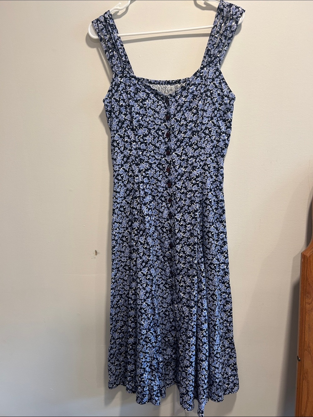 90s fit and flare ditsy floral button front midi dress size 4
